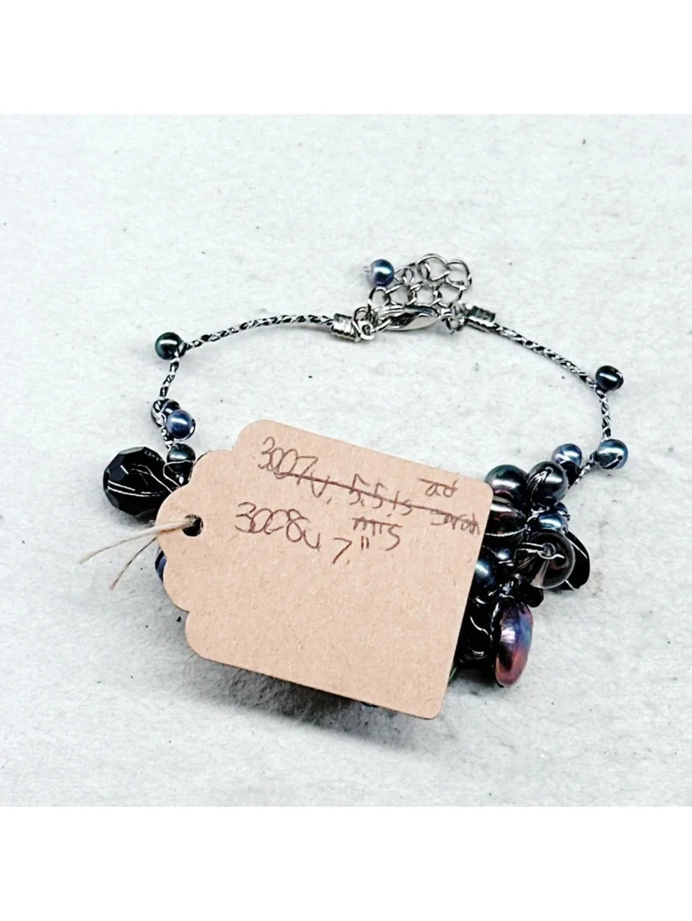 3008u. Glass Faux Pearl Bracelet Purple
